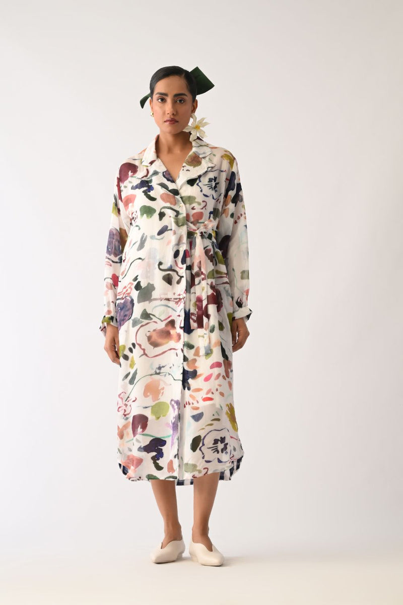 Luminia Ivory Wrap Dress organza dress by O'Frida in ivory for women in Singapore