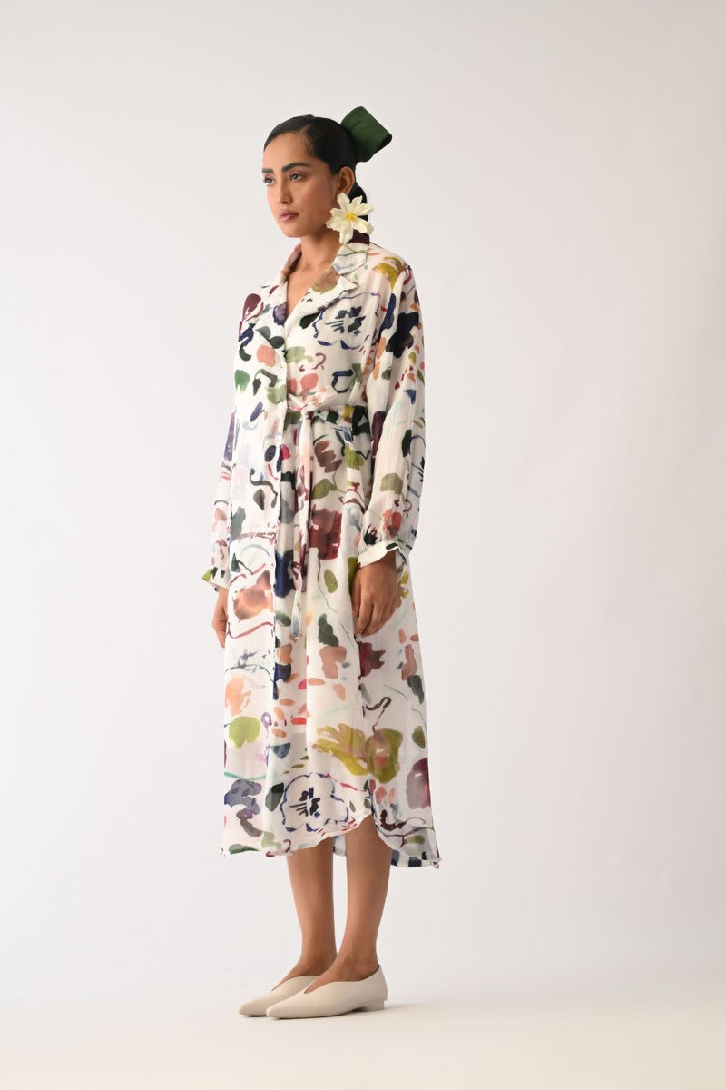 Luminia Ivory Wrap Dress organza dress by O'Frida in ivory for women in Singapore
