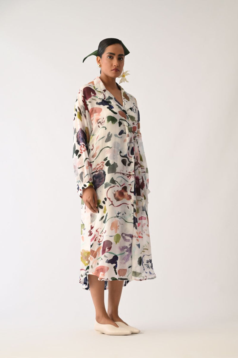 Luminia Ivory Wrap Dress organza dress by O'Frida in ivory for women in Singapore