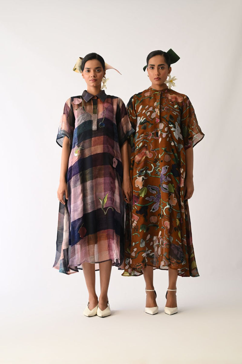 Luminia Brown Overlay Dress organza dress by O'Frida in brown for women in Singapore