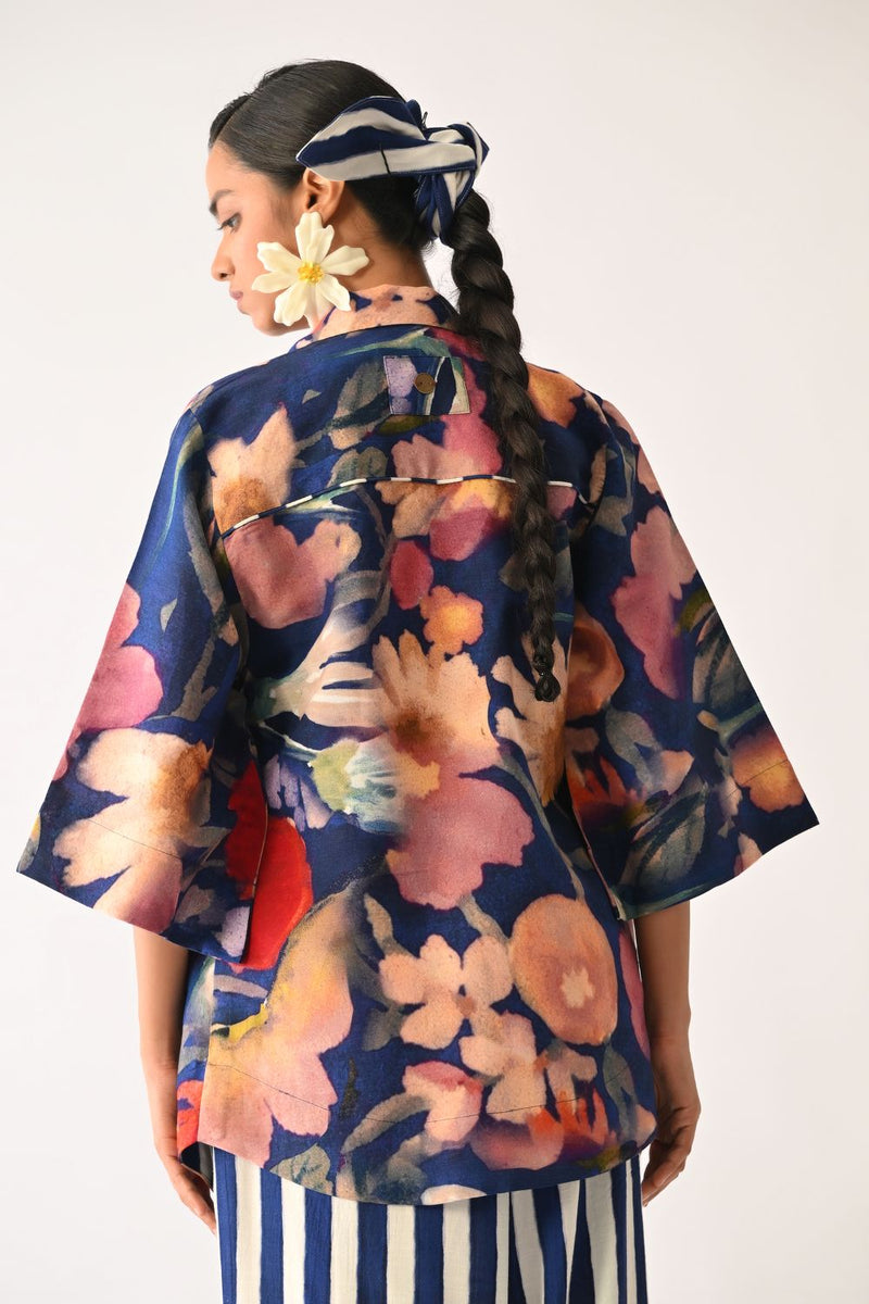 Liberty RB Ivy Shirt cotton top/shirt by O'Frida in royal blue for women in Singapore
