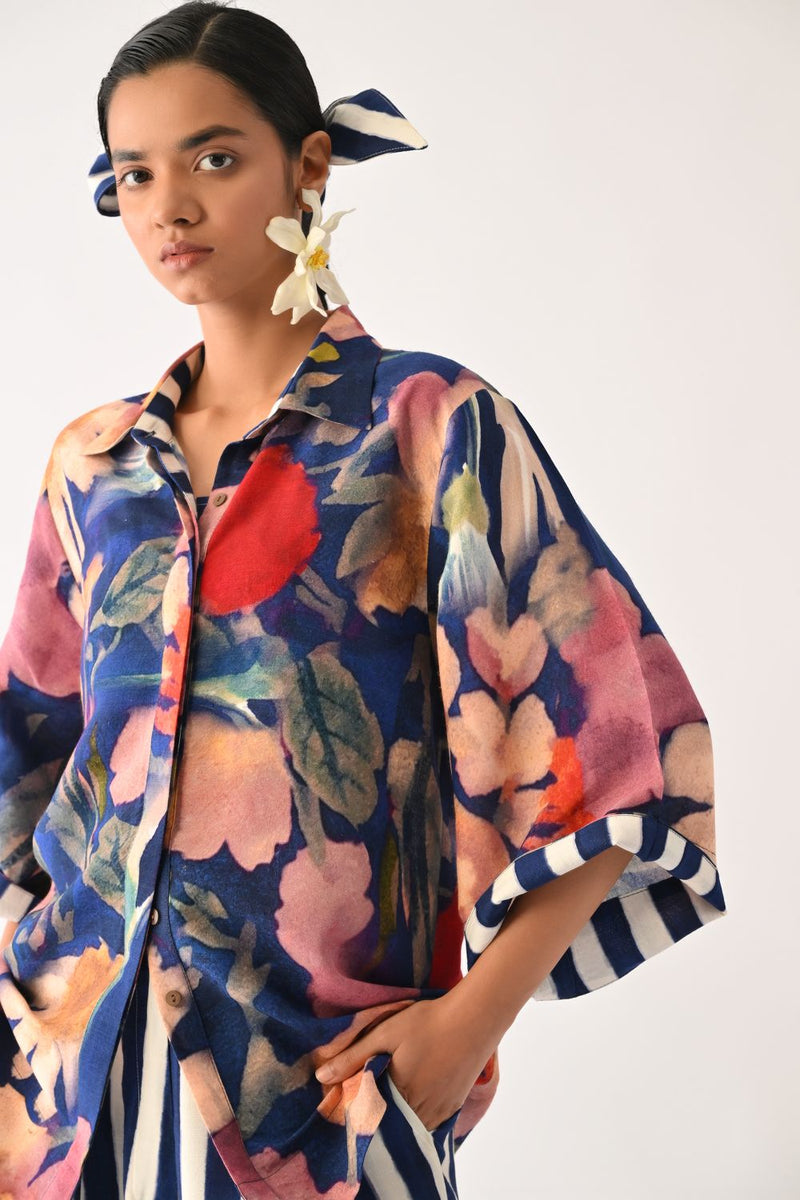Liberty RB Ivy Shirt cotton top/shirt by O'Frida in royal blue for women in Singapore