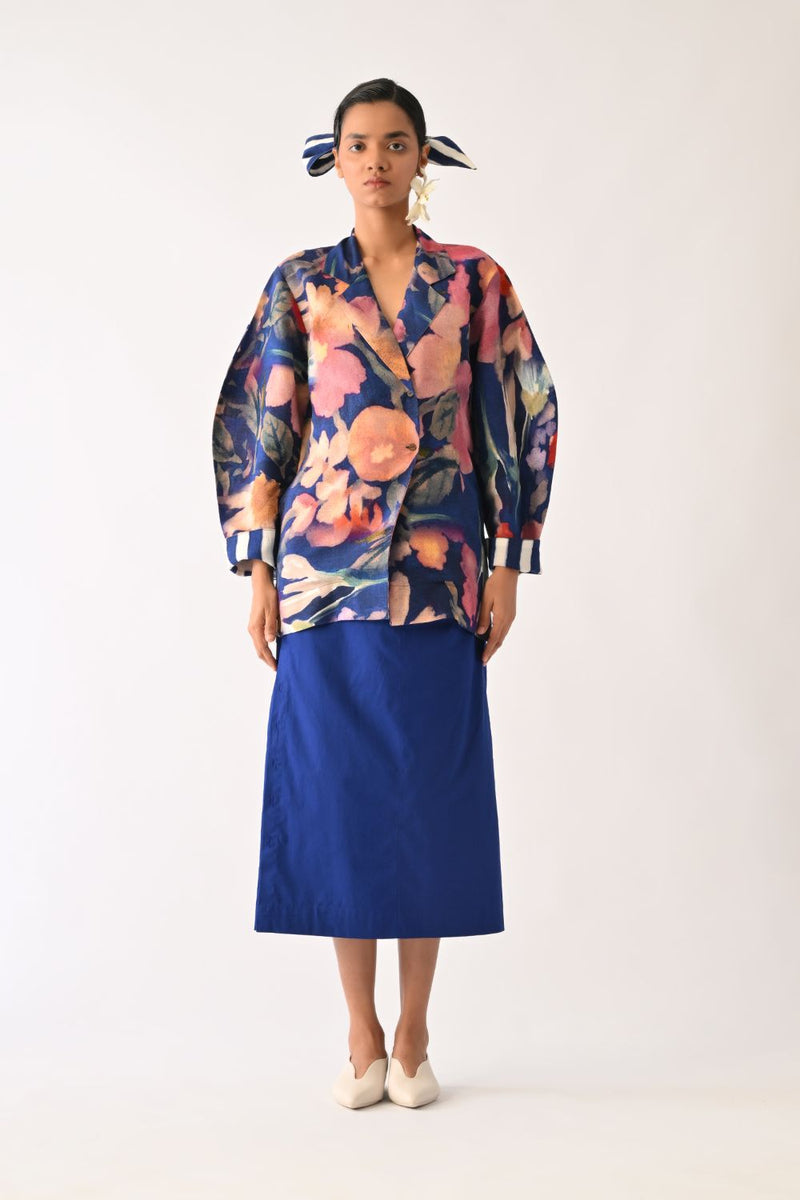 Liberty RB Serpent Jacket cotton jacket/overlay by O'Frida in royal blue for women in Singapore