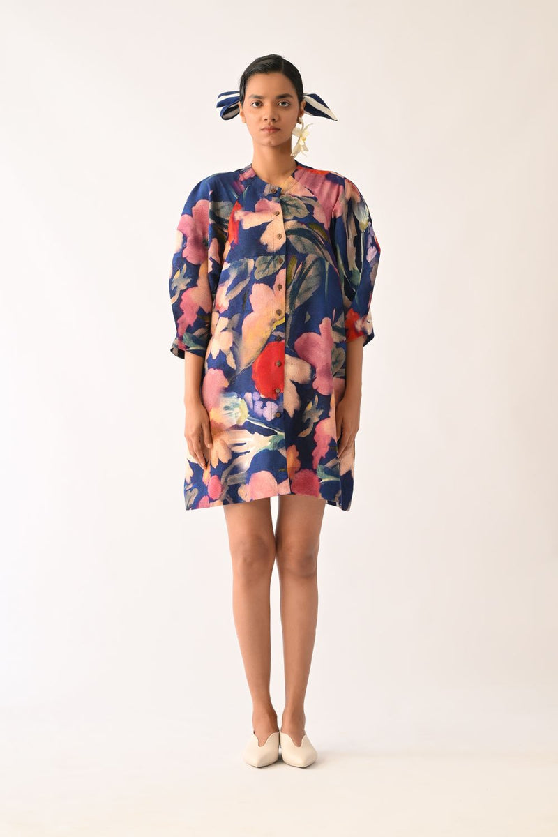 Liberty RB Bubble Sleeve Aline Short Dress

 cotton dress by O'Frida in royal blue for women in Singapore