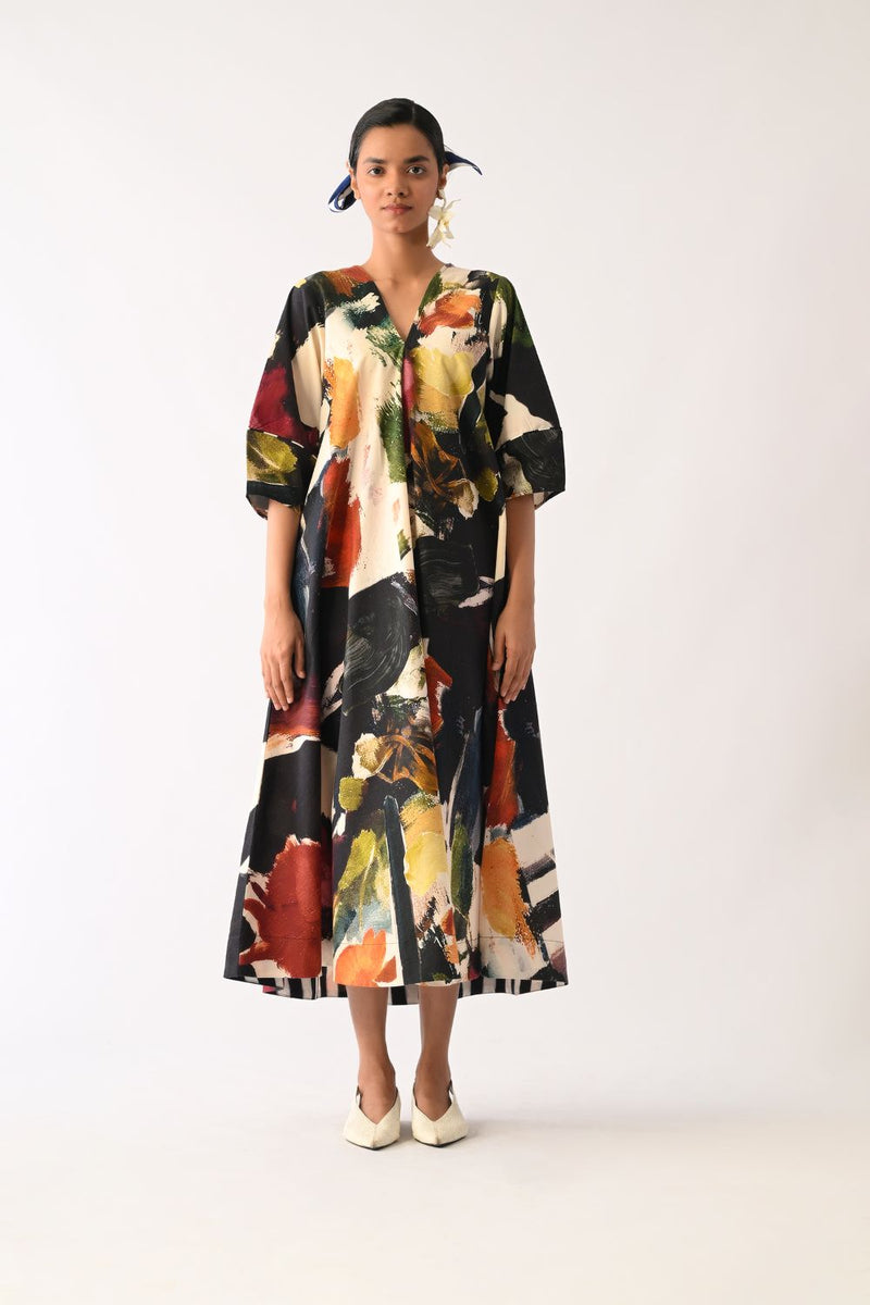 Noir Mayflower Dress cotton dress by O'Frida in multicolour for women in Singapore