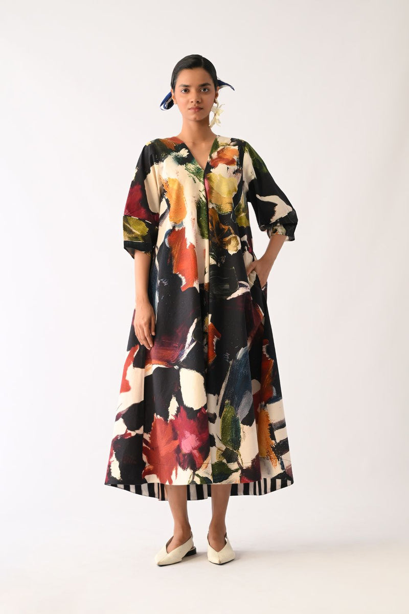 Noir Mayflower Dress cotton dress by O'Frida in multicolour for women in Singapore