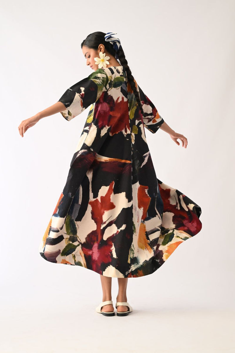 Noir Mayflower Dress cotton dress by O'Frida in multicolour for women in Singapore