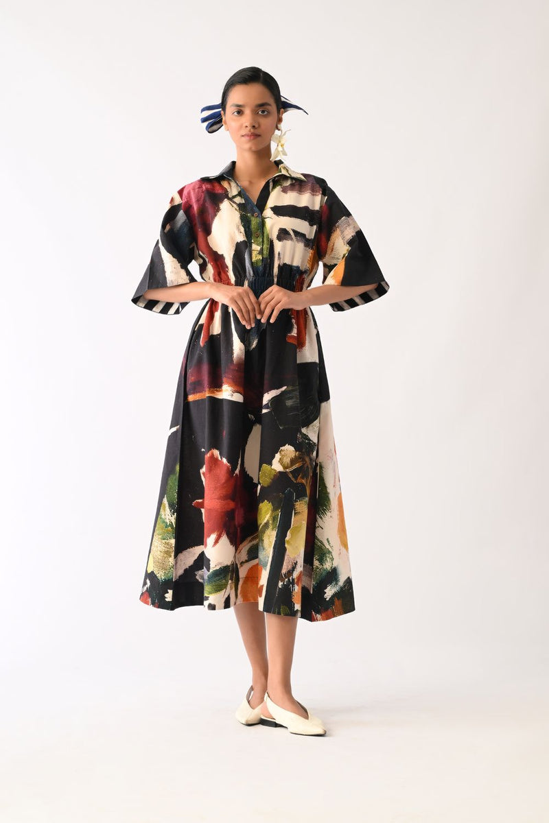 Noir Poem Dress cotton dress by O'Frida in multicolour for women in Singapore