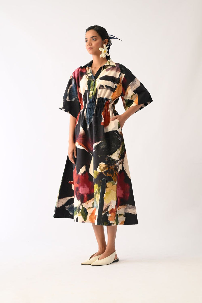Noir Poem Dress cotton dress by O'Frida in multicolour for women in Singapore