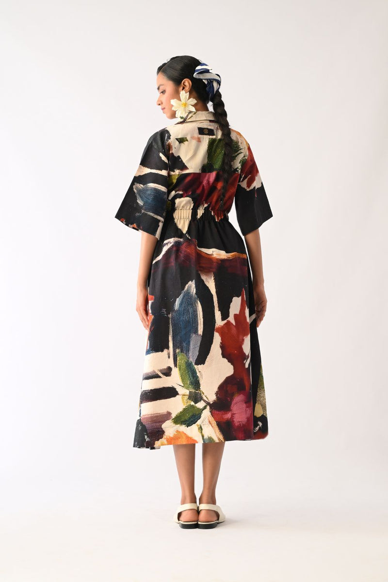 Noir Poem Dress cotton dress by O'Frida in multicolour for women in Singapore