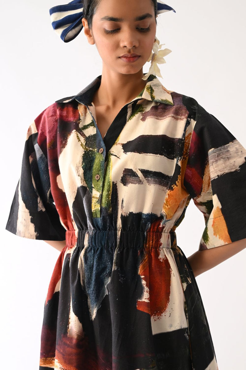 Noir Poem Dress cotton dress by O'Frida in multicolour for women in Singapore