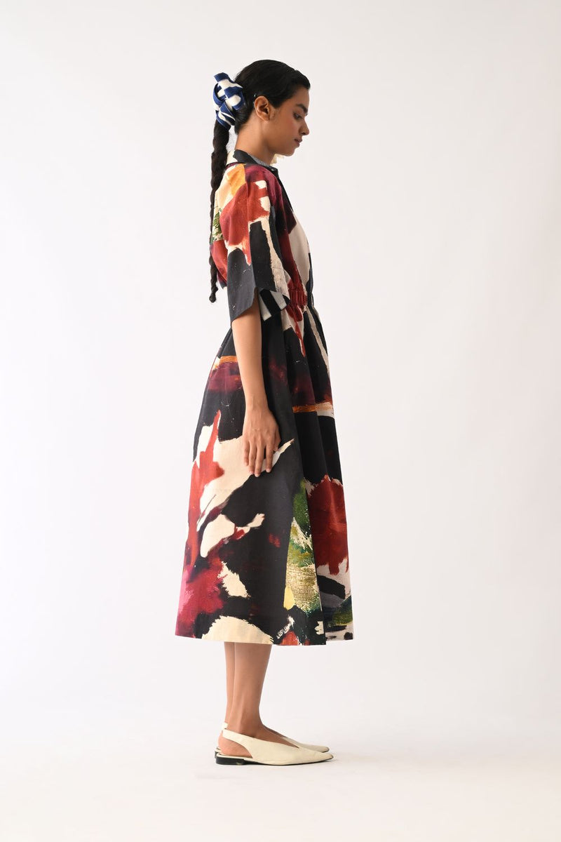 Noir Poem Dress cotton dress by O'Frida in multicolour for women in Singapore