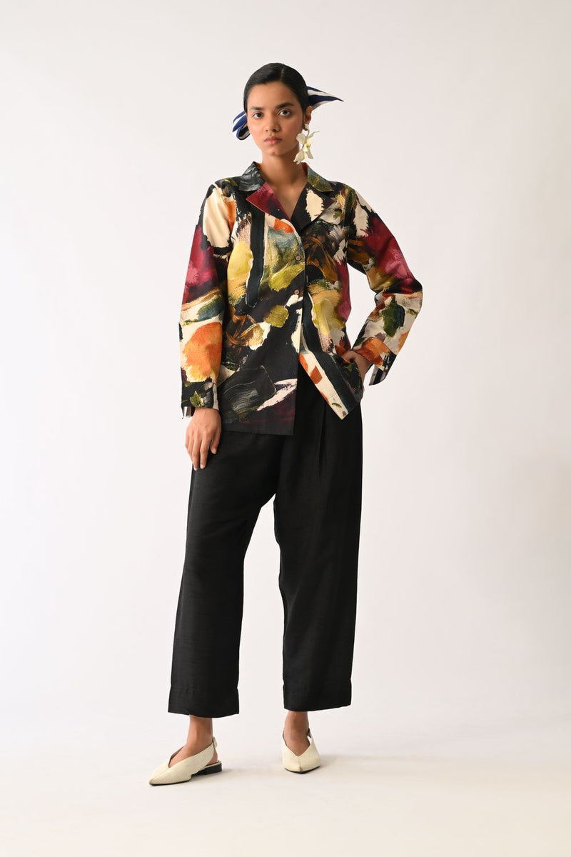 Noir Cuban Shirt cotton top/shirt by O'Frida in multicolour for women in Singapore