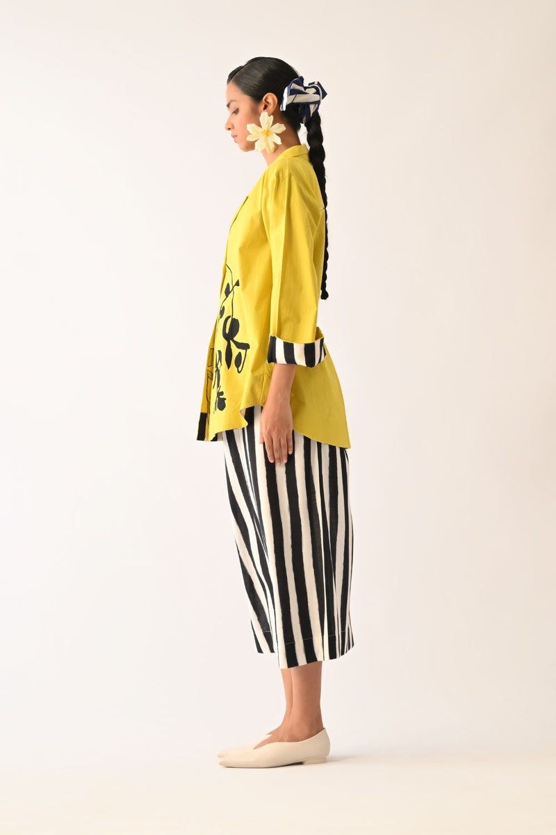 Mono Citrus Psyflora Appliqué Skirt Set poplin co-ord set by O'Frida in citrus for women in Singapore