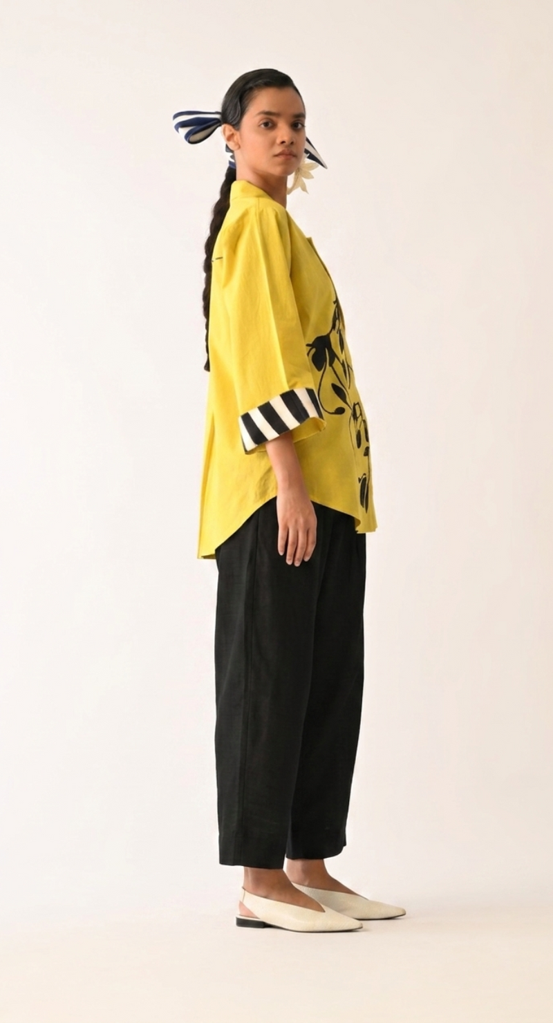 Mono Citrus Psyflora Appliqué Set poplin co-ord set by O'Frida in citrus for women in Singapore