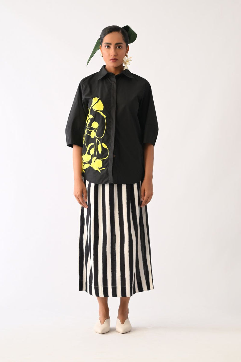 Mono Black Lantern Appliqué Set poplin co-ord set by O'Frida in black & white for women in Singapore