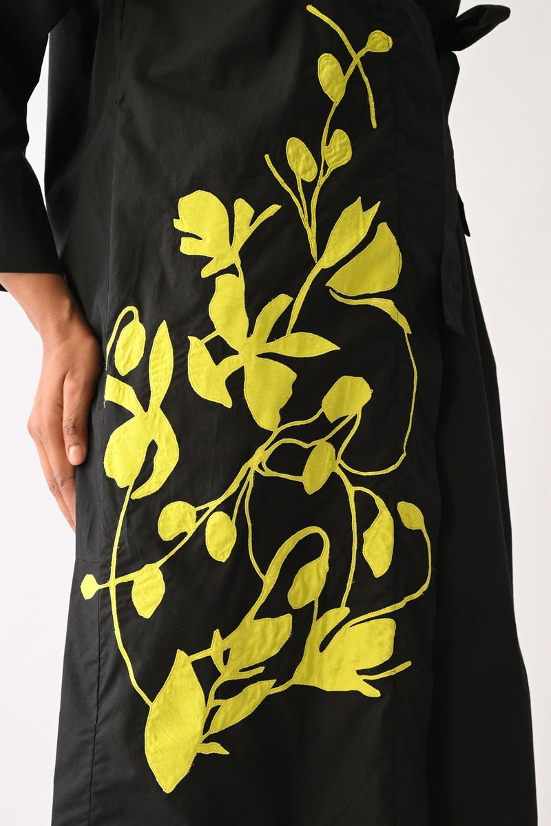 Mono Black Appliqué 3 Piece Set poplin co-ord set by O'Frida in all-black for women in Singapore