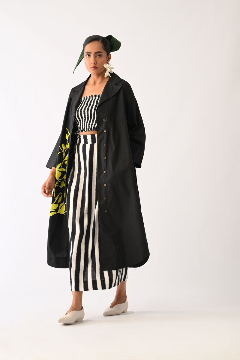 Mono Black Appliqué 3 Piece Set poplin co-ord set by O'Frida in all-black for women in Singapore