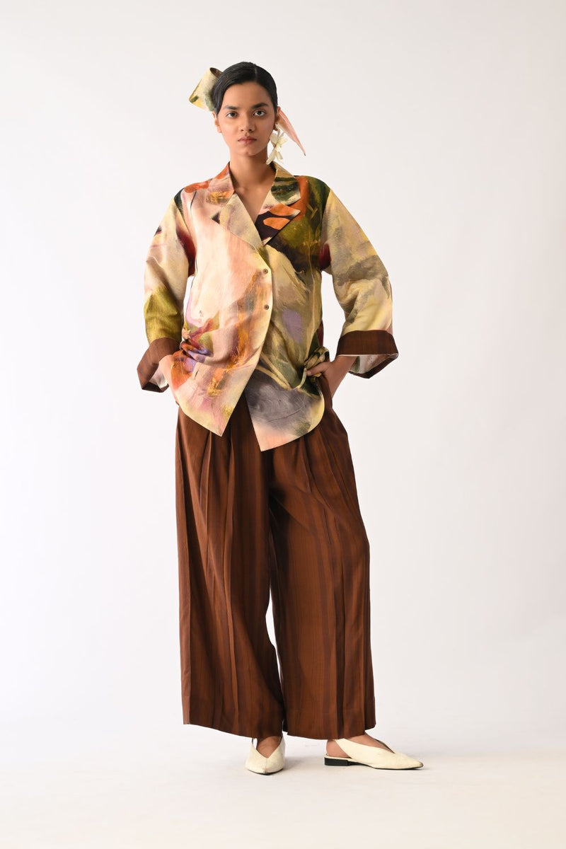 Pollen Psyflora Shirt Set cotton co-ord set by O'Frida in multicolour for women in Singapore