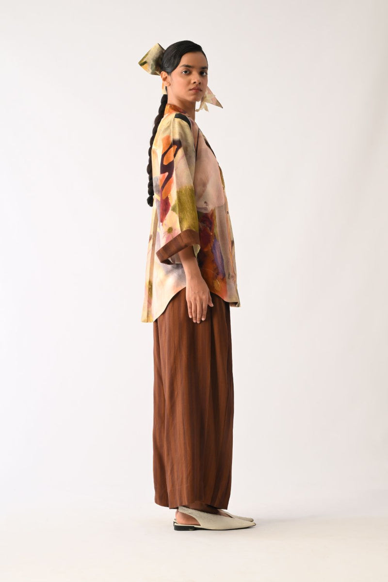Pollen Psyflora Shirt Set cotton co-ord set by O'Frida in multicolour for women in Singapore