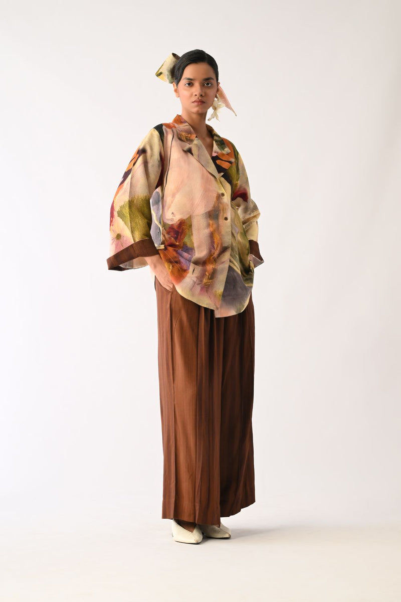 Pollen Psyflora Shirt Set cotton co-ord set by O'Frida in multicolour for women in Singapore