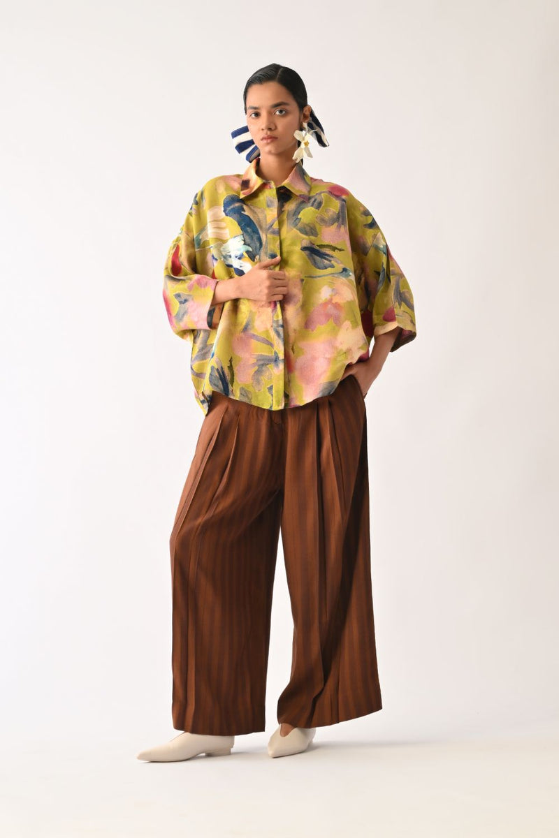 Liberty Olive Ae Shirt Set cotton co-ord set by O'Frida in olive for women in Singapore