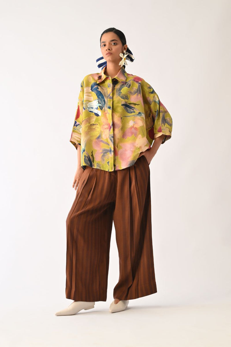 Liberty Olive Ae Shirt Set cotton co-ord set by O'Frida in olive for women in Singapore