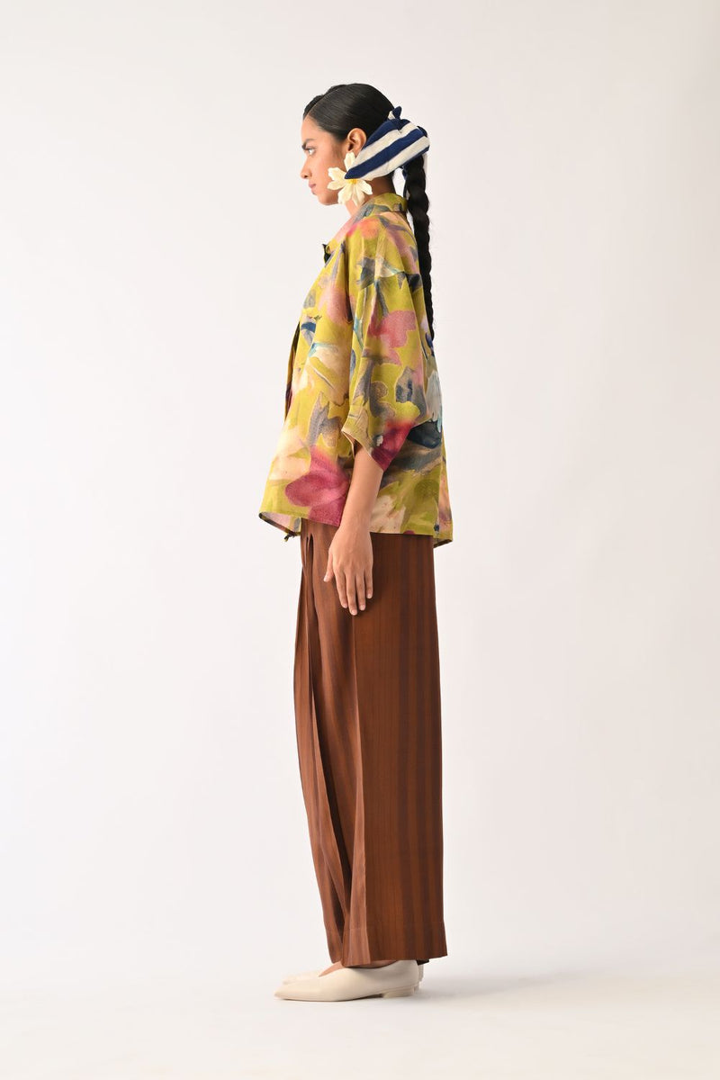 Liberty Olive Ae Shirt Set cotton co-ord set by O'Frida in olive for women in Singapore