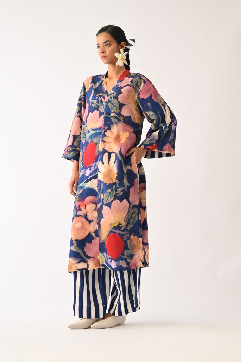 Liberty RB Kurta Set cotton light kurta set by O'Frida in royal blue for women in Singapore