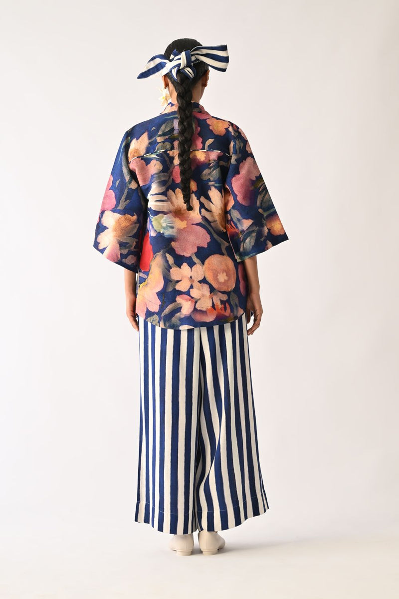 Liberty RB Ivy Shirt Set cotton co-ord set by O'Frida in royal blue for women in Singapore