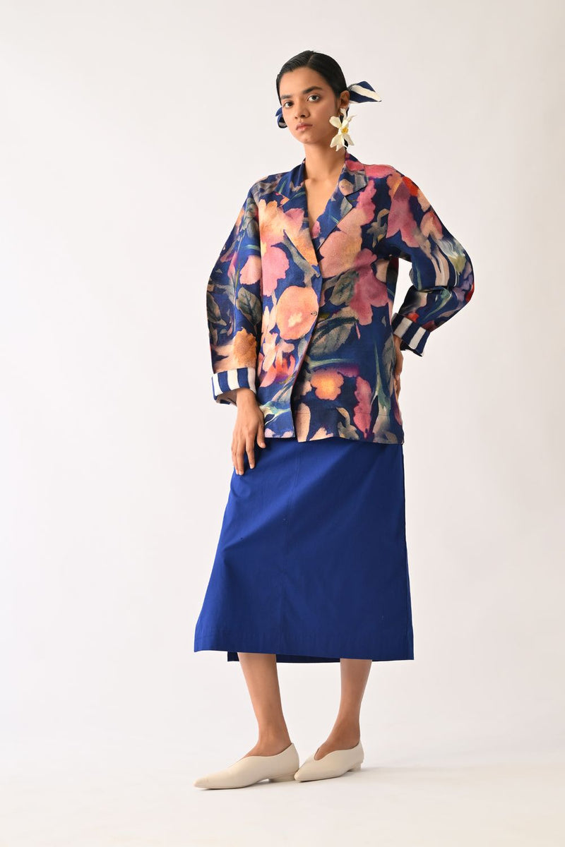Liberty RB Serpent Jacket Set cotton co-ord set by O'Frida in royal blue for women in Singapore