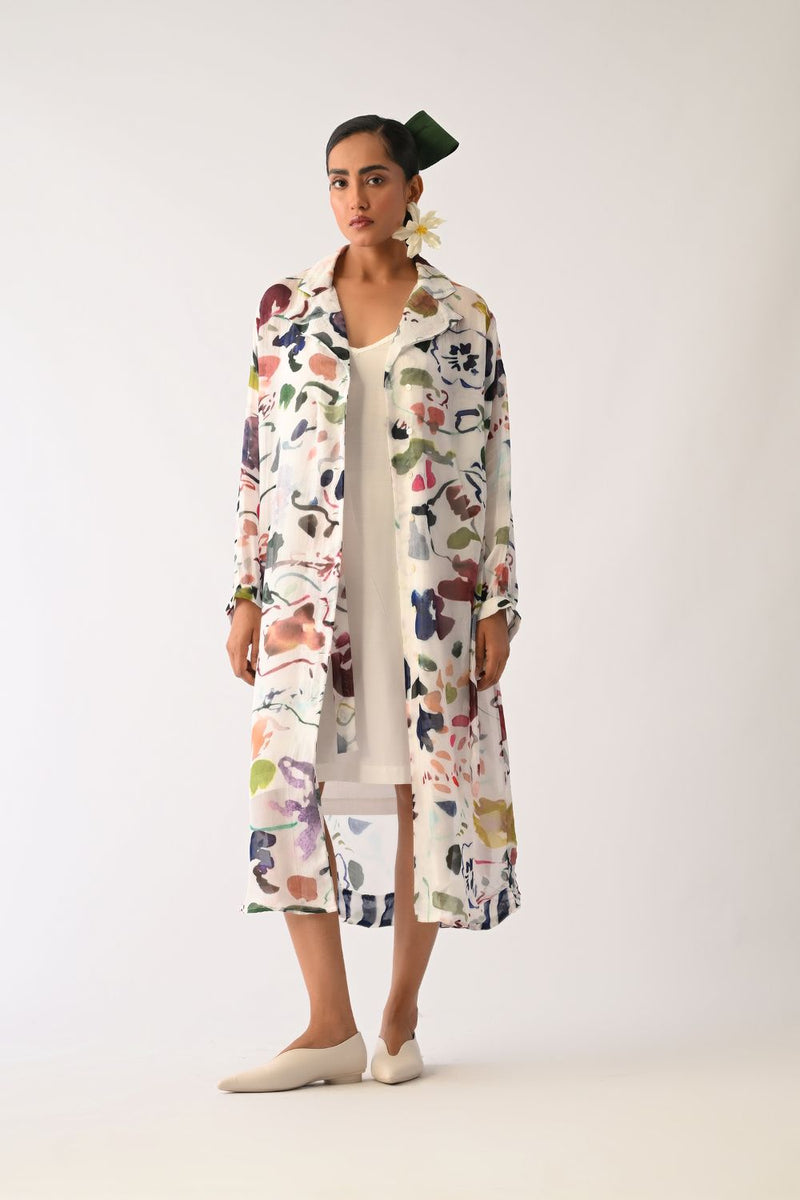 Luminia Ivory Wrap Set organza poplin co-ord set by O'Frida in ivory for women in Singapore
