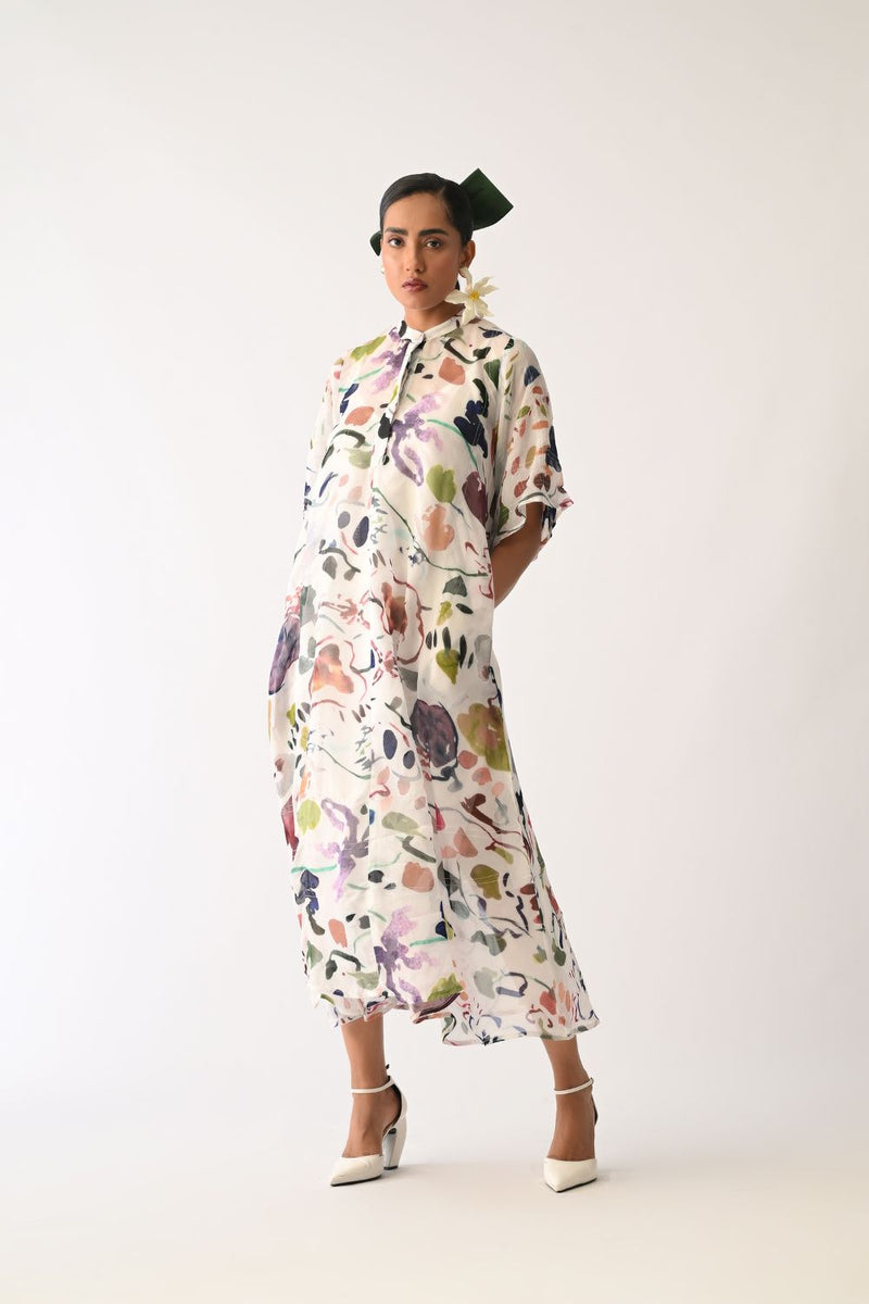 Luminia Ivory Overlay Set organza poplin co-ord set by O'Frida in ivory for women in Singapore