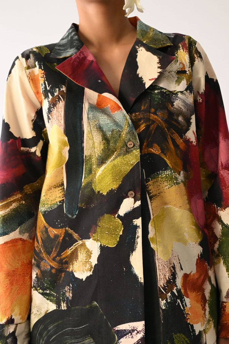 Noir Cuban Shirt Set cotton co-ord set by O'Frida in multicolour for women in Singapore