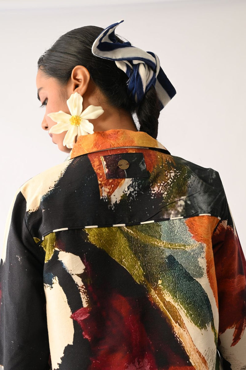 Noir Cuban Shirt Set cotton co-ord set by O'Frida in multicolour for women in Singapore