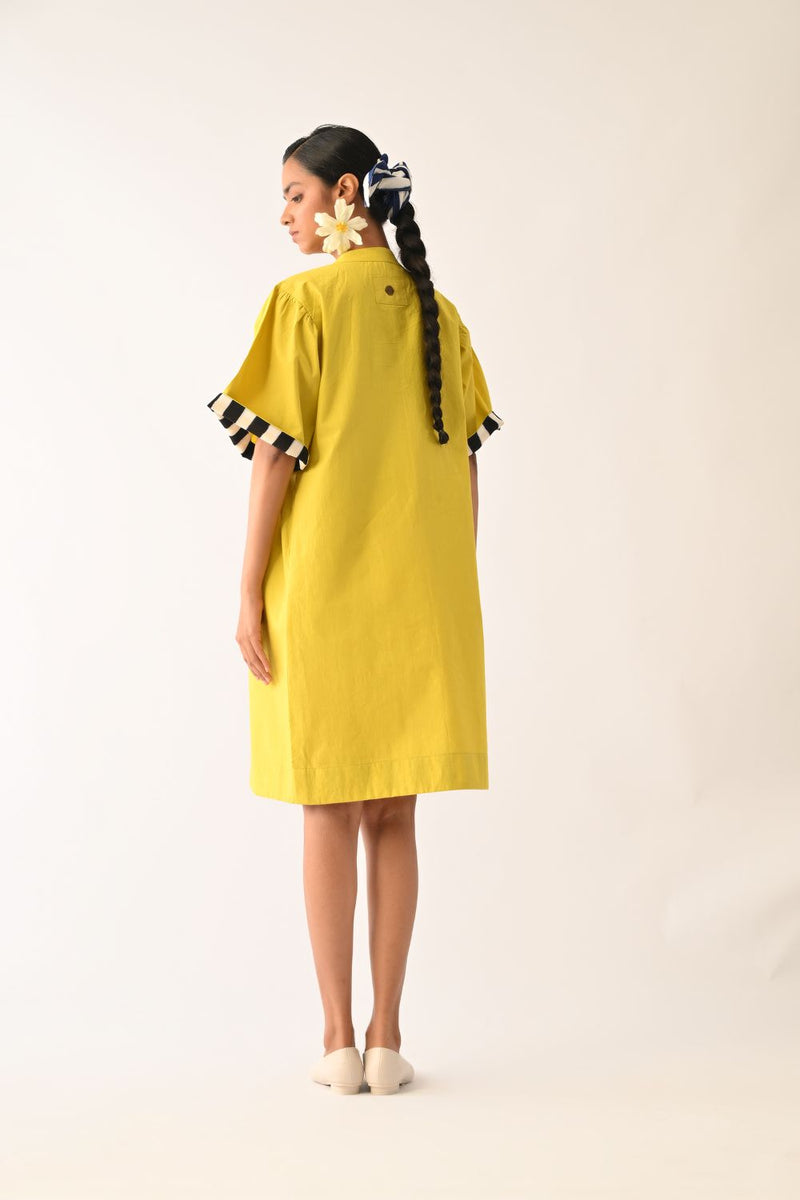 Mono Citrus Beach Appliqué Dress poplin dress by O'Frida in citrus for women in Singapore