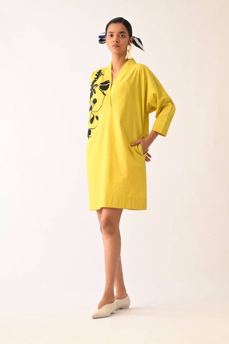 Mono Citrus Sicily Appliqué Dress poplin dress by O'Frida in citrus for women in Singapore
