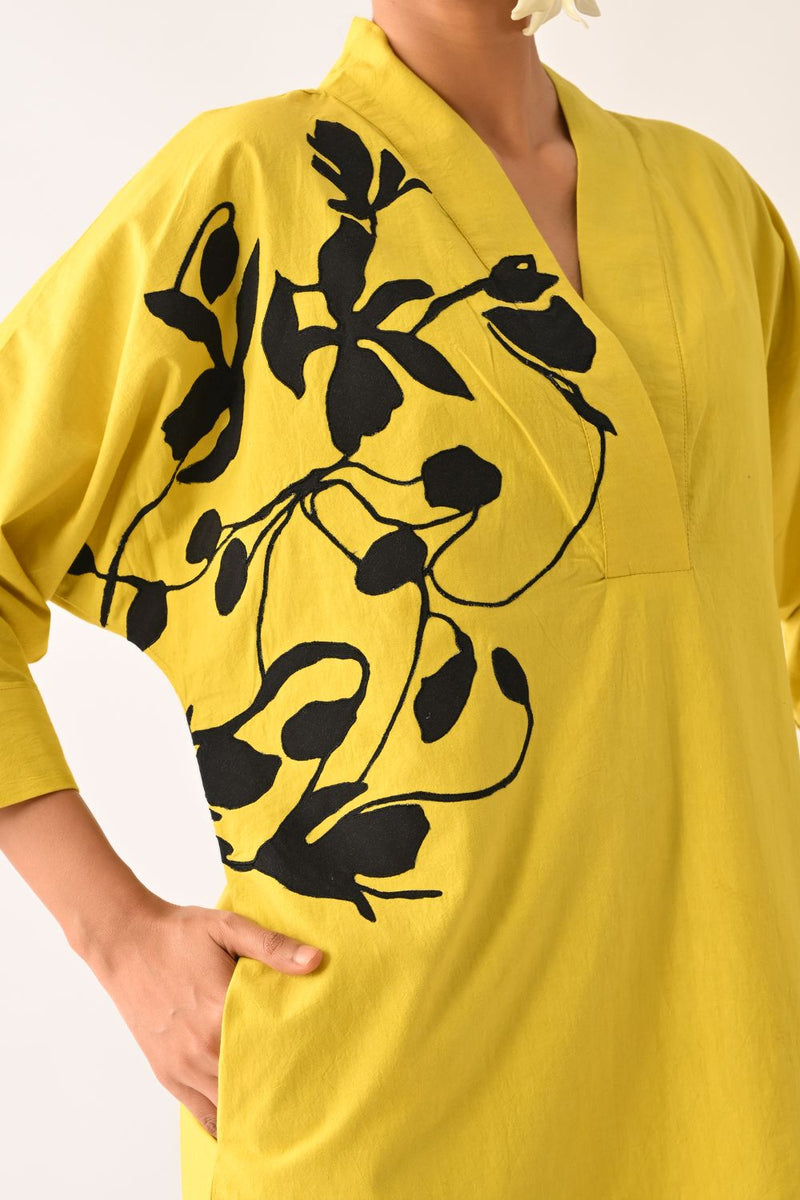 Mono Citrus Sicily Appliqué Dress poplin dress by O'Frida in citrus for women in Singapore