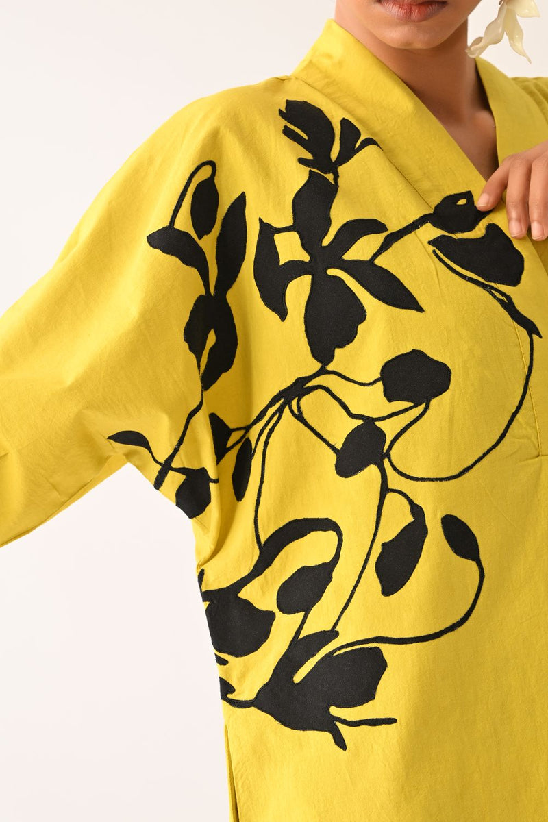 Mono Citrus Sicily Appliqué Dress poplin dress by O'Frida in citrus for women in Singapore