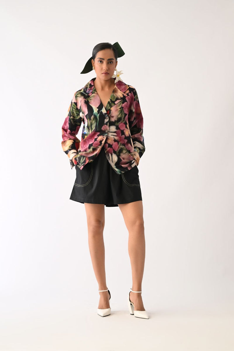 Black Shorts poplin shorts-for-women by O'Frida in all-black for women in Singapore