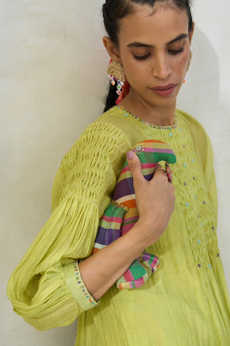 Ollie Kurta cotton by SWATTI KAPOOR in green color for women in Singapore