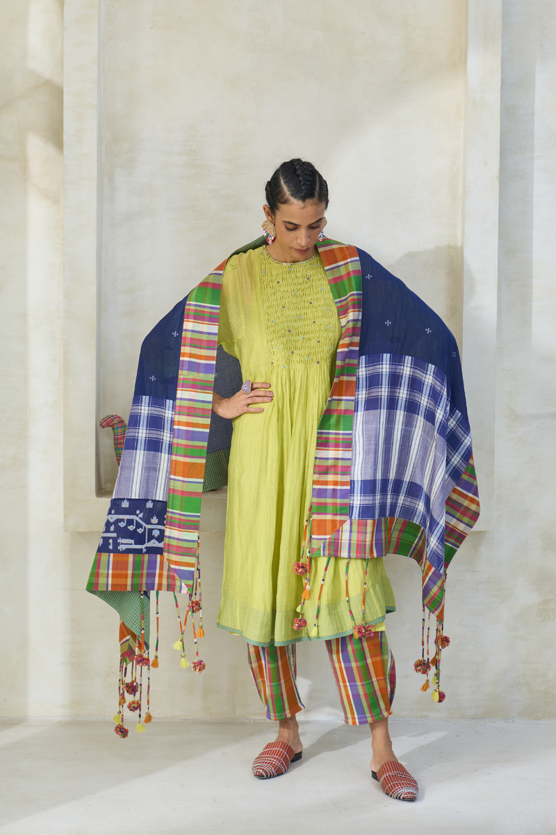 Ollie Kurta cotton by SWATTI KAPOOR in green color for women in Singapore