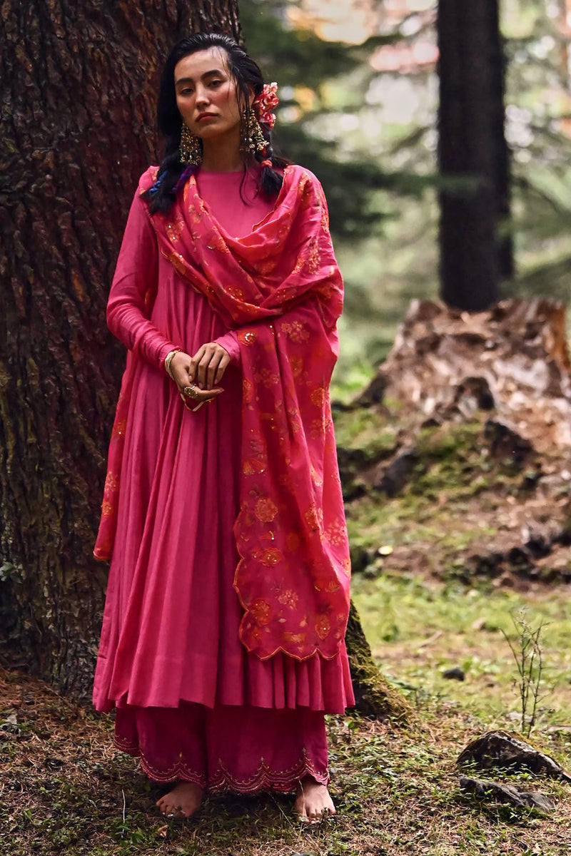 Osis Anarkali Set cotton silk by Paulmi & Harsh-kahan Sep'26 in pink for women in Singapore