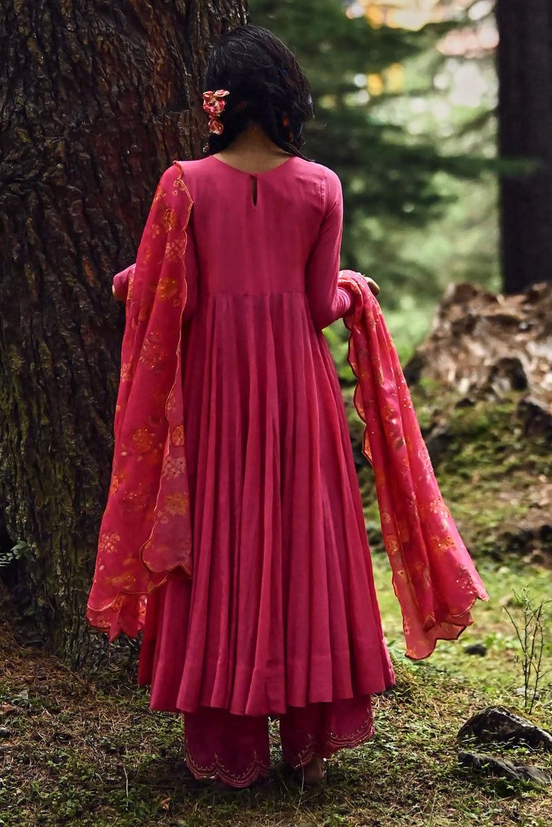Osis Anarkali Set cotton silk by Paulmi & Harsh-kahan Sep'26 in pink for women in Singapore