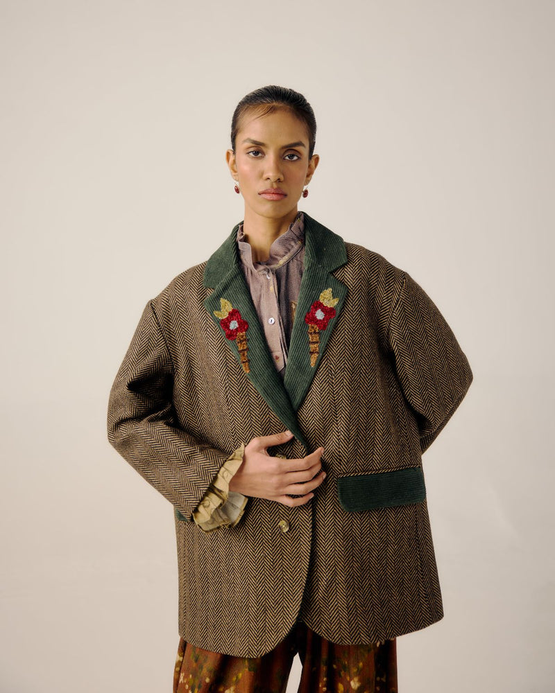 OVERSIZED BLAZER-Peony Emb. by CORD for women in Singapore