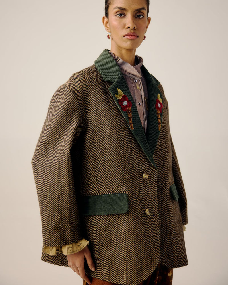 OVERSIZED BLAZER-Peony Emb. by CORD for women in Singapore