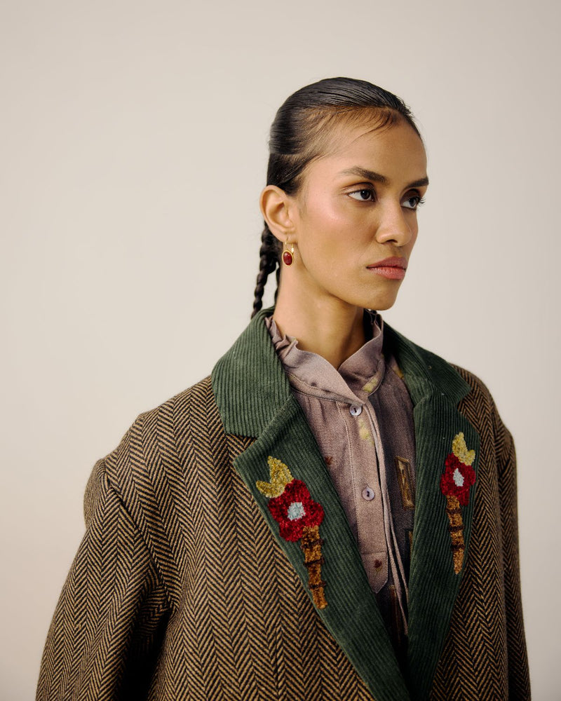 OVERSIZED BLAZER-Peony Emb. by CORD for women in Singapore