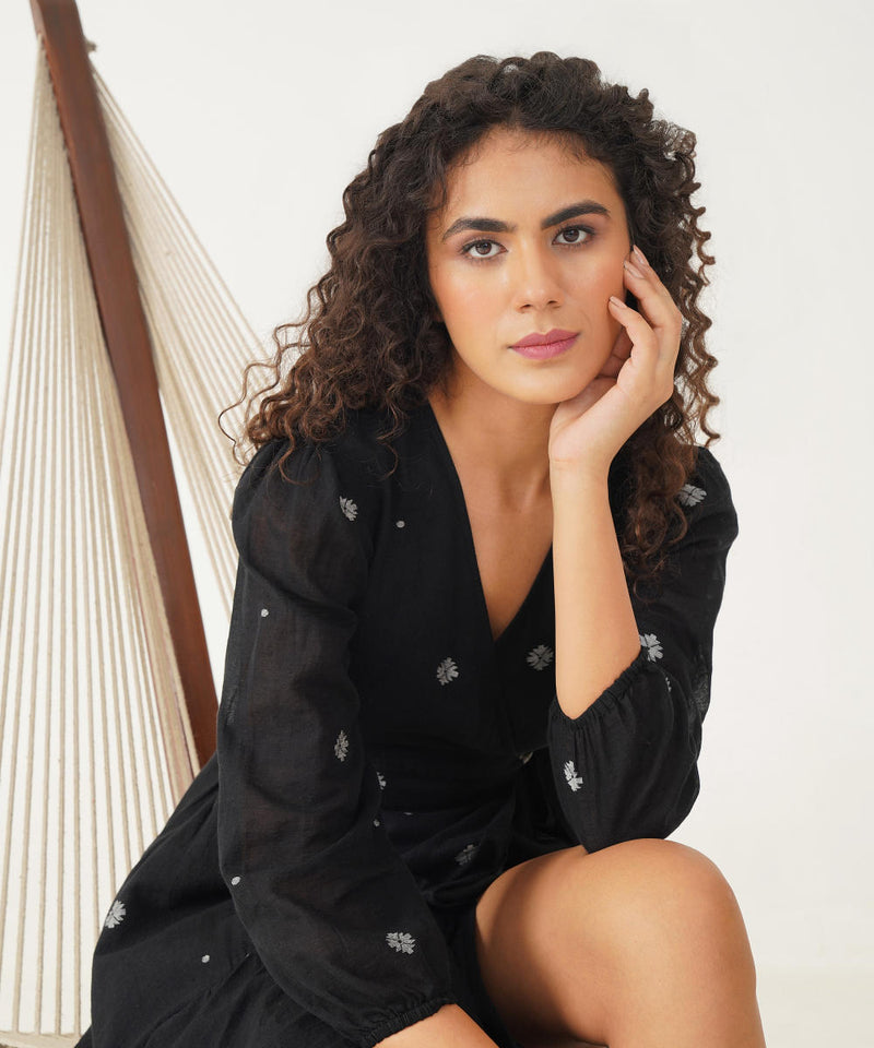 OAK DRESS 100% cotton Buy OAK DRESS from C&W | Dresses for Women by Indigo Dreams in black color for women in Singapore