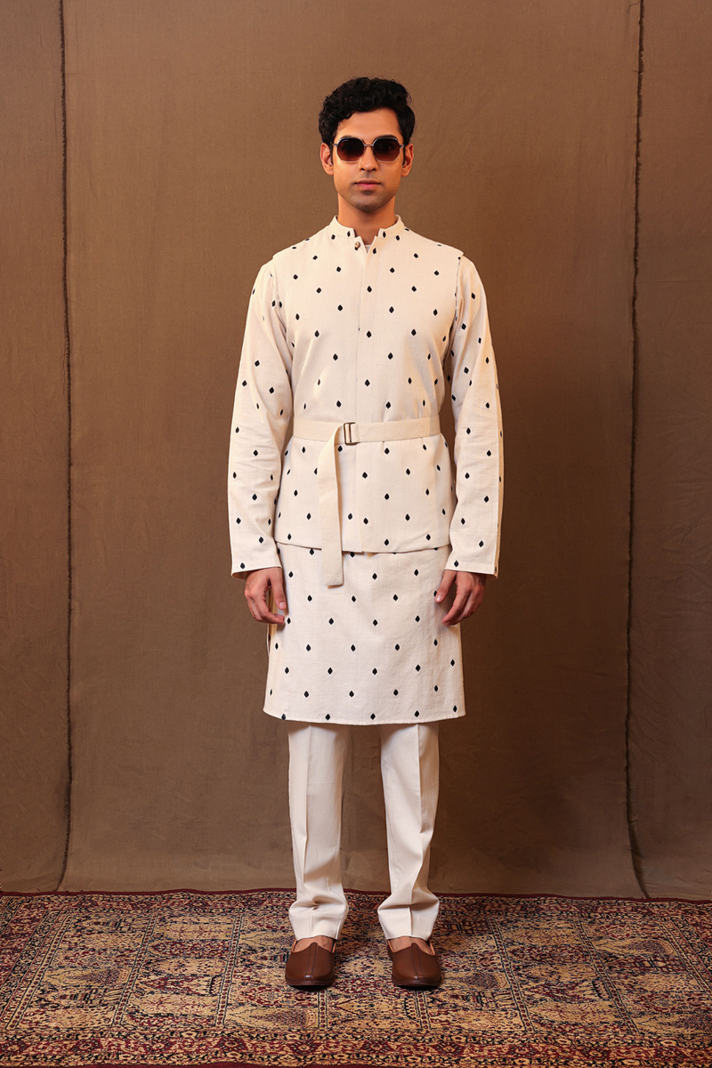 Off-White EMB Spade Bandi Jacket cotton by Mati Men in white color for men in Singapore