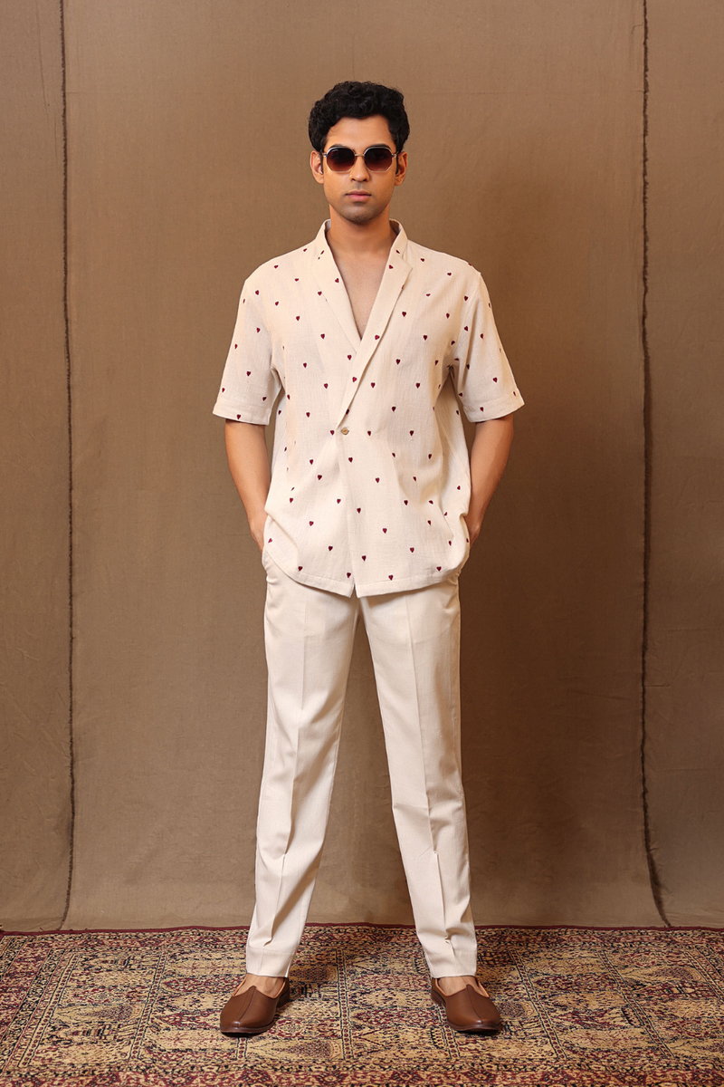 Off-White Straight Pants cotton by Mati Men in white color for men in Singapore